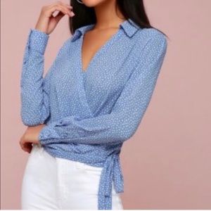 Lulu’s Crop Polka Dot Wrap Top